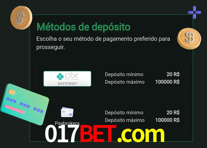O cassino 017bet.com oferece uma grande variedade de métodos de pagamento